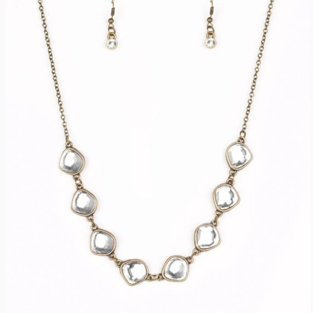Paparazzi Gold and Silver Necklace Set The Imperfectionist White Rhinestones